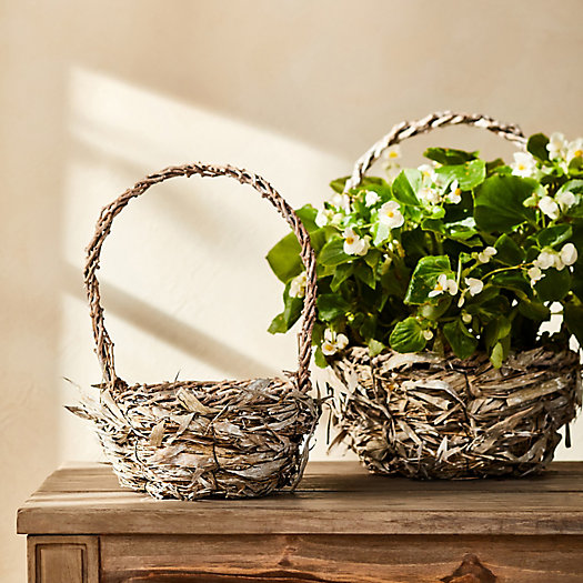 View larger image of Palm Leaf + Wood Handled Basket
