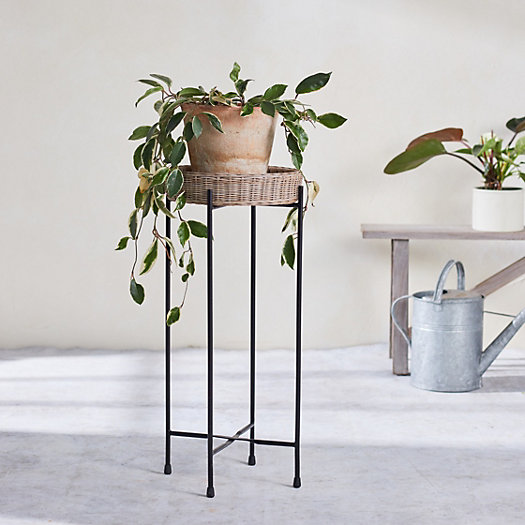 View larger image of Wicker Basket Iron Plant Stand