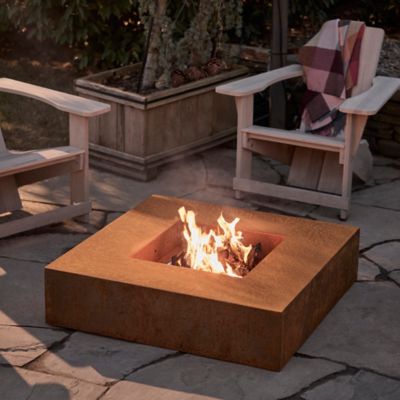 Low Profile Weathering Steel Square Fire Pit