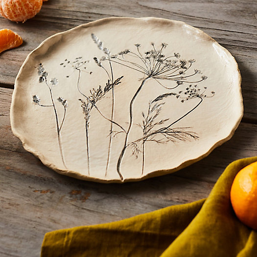View larger image of Embossed Botanical Ceramic Plate, Round
