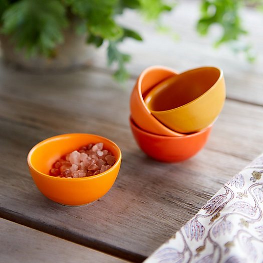 View larger image of Stoneware Pinch Bowls, Set of 4 Oranges