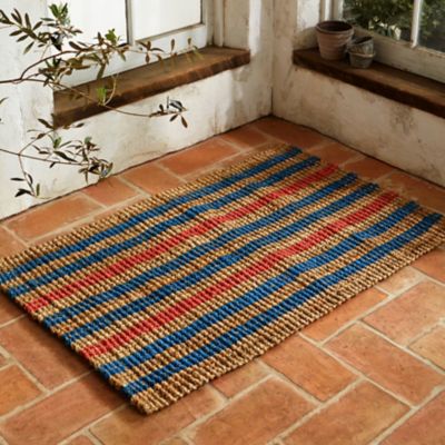 Blue + Orange Stripe Jute Rug Terrain