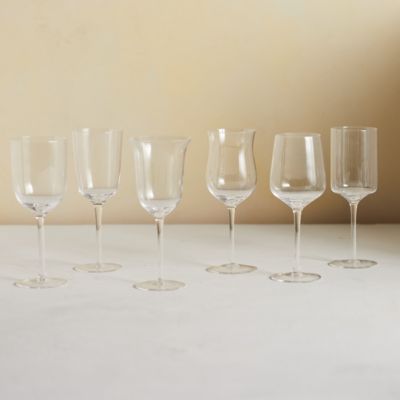 Assorted Glass Goblets, Set of 6 Clear