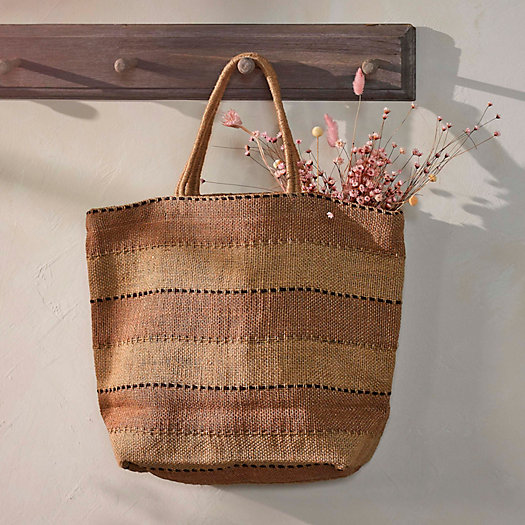 View larger image of Neutral Stripe Jute Tote