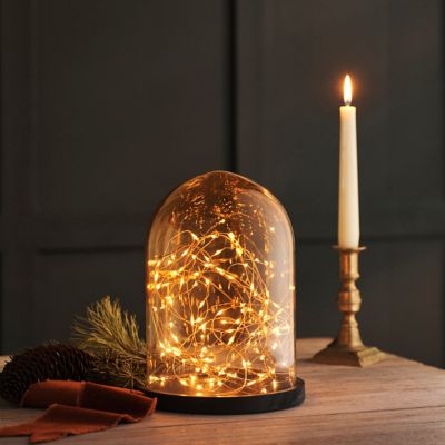 Ombre Glass Cloche with Wood Base