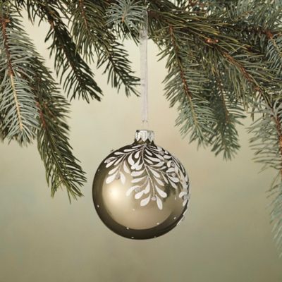 Painted Leaves Glass Globe Ornament