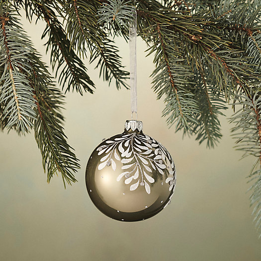 View larger image of Painted Leaves Glass Globe Ornament