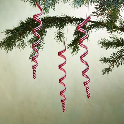 Candy Cane Swizzle Ornaments, Set of 3