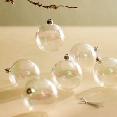 Shatterproof Plastic Globe Ornaments, Set of 6