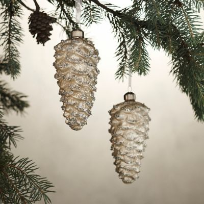 Metallic Pinecone Ornaments, Set of 2
