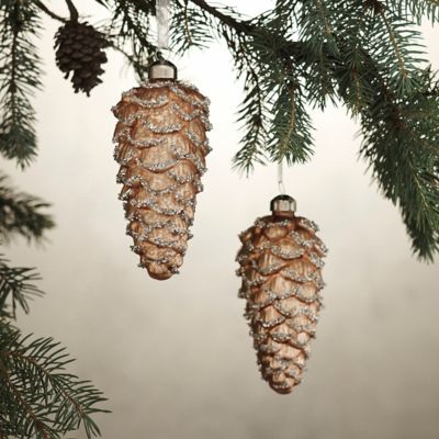 Metallic Pinecone Ornaments, Set of 2