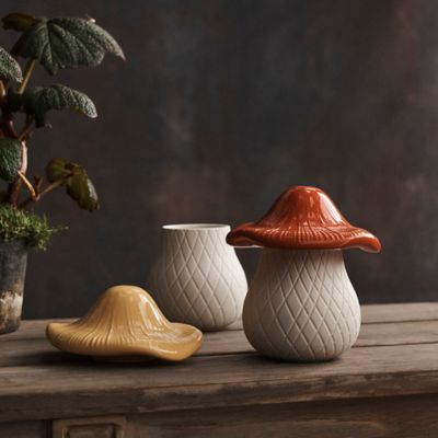 Mushroom Ceramic Jar, Cream