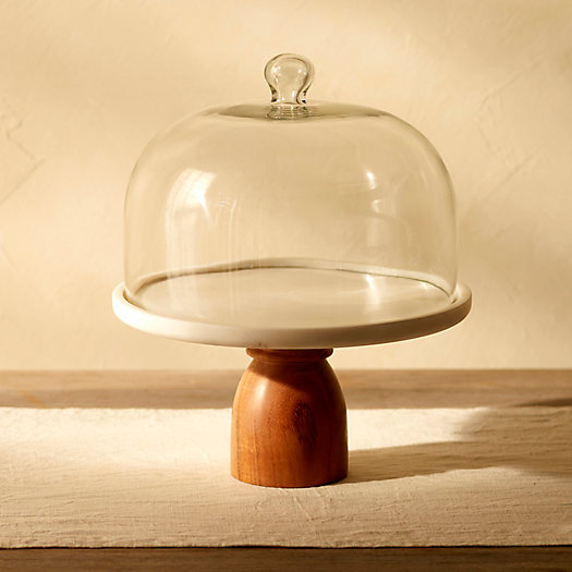 View larger image of Marble + Wood Cake Stand