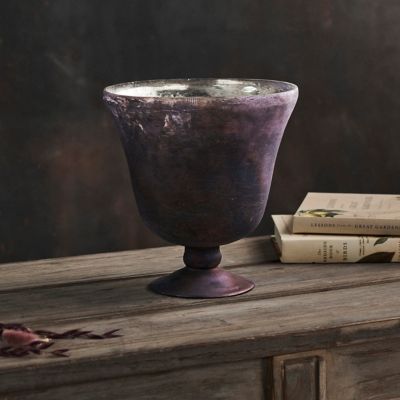 Antiqued Glass Trophy Vase, Purple