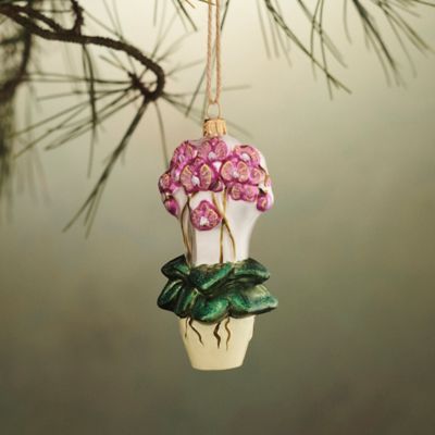 Orchid in Pot Glass Ornament
