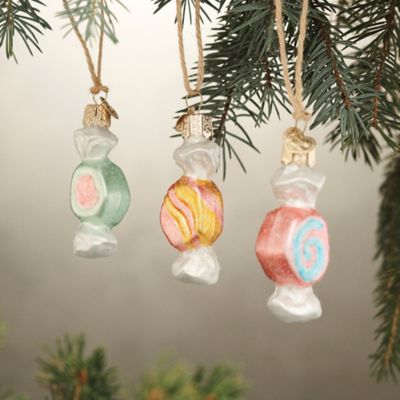 Taffy Candy Glass Ornaments, Set of 3
