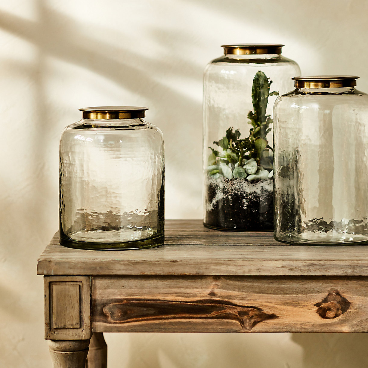 Hammered Glass Terrarium with Lid