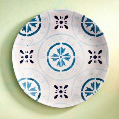 Melamine Dinner Plate, Blue Geo Star