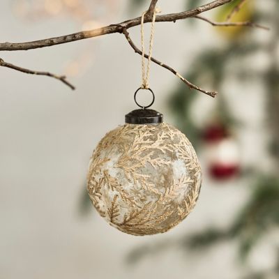 Cedar Leaf Glass Ornament