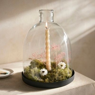 8.8 x 5.4 Glass Cloche Pillar Candle Holder Clear - Threshold™