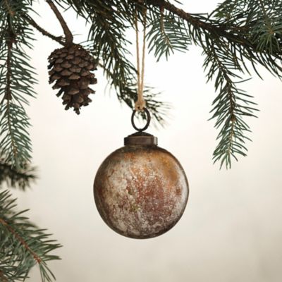 Aged Silver Glass Globe Ornament