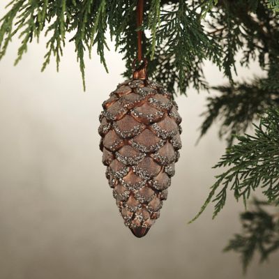 Iced Glitter Pinecone Glass Ornament