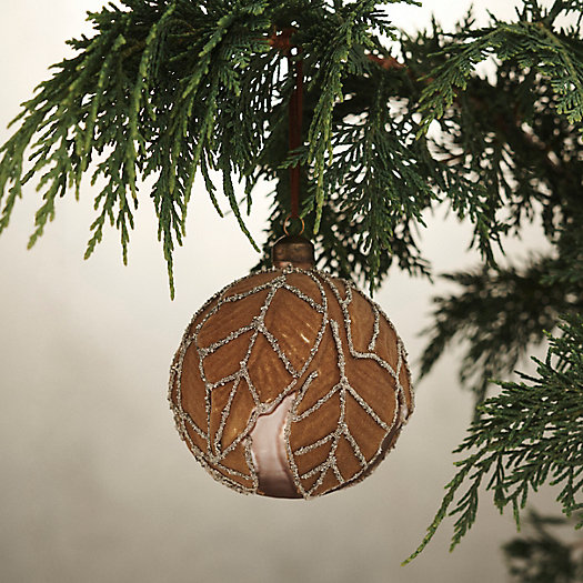 View larger image of Leafy Velvet Glass Globe Ornament