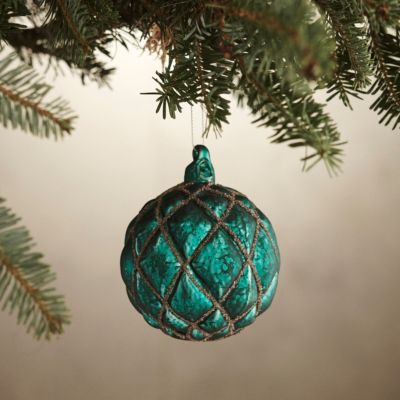 Diamond Turquoise Globe Ornament