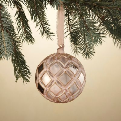 Diamond Pink Glass Globe Ornament