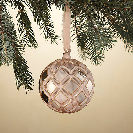 View larger image of Diamond Pink Glass Globe Ornament