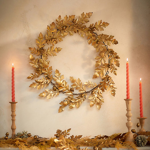 View larger image of Gilded Acorn + Oak Leaf Wreath
