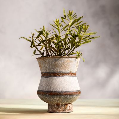 Cinched Iron Urn Planter