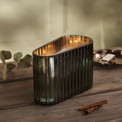 Illume Ridged Glass Candle, Oak Moss