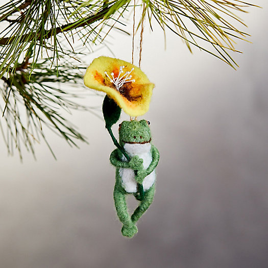 View larger image of Frog with Flower Felt Ornament