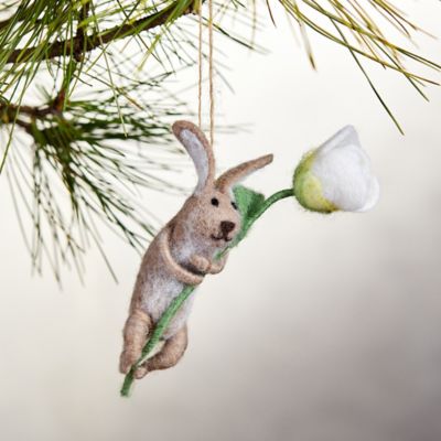 Bunny with Flower Felt Ornament