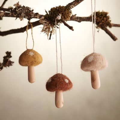 Woodland Mushrooms Felt Ornaments, Set of 3