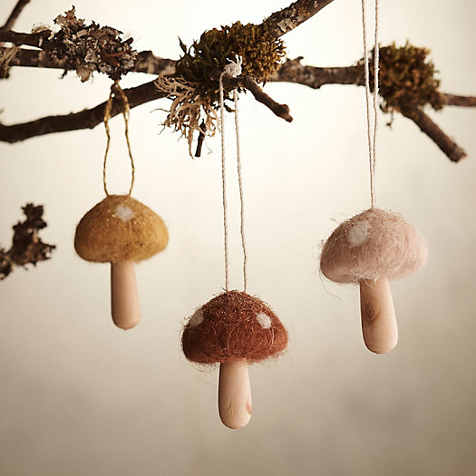 View larger image of Woodland Mushrooms Felt Ornaments, Set of 3