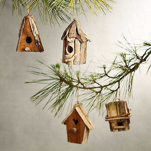View larger image of Driftwood Birdhouse Ornaments, Set of 4