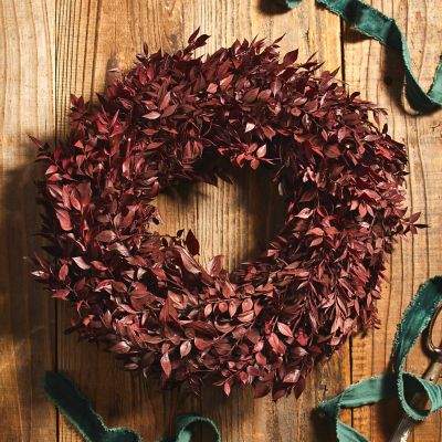 Preserved Bordeaux Ruscus Wreath