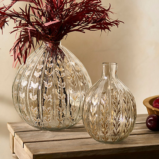 View larger image of Etched Leaf Glass Vase