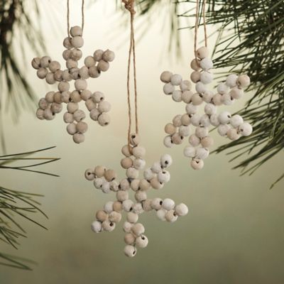 Snowflake Wood Ornaments, Set of 3