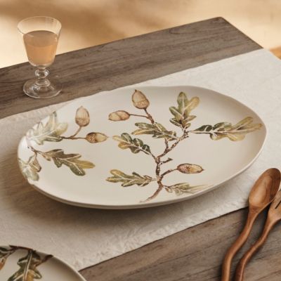 Oak + Acorn Ceramic Platter, Oval