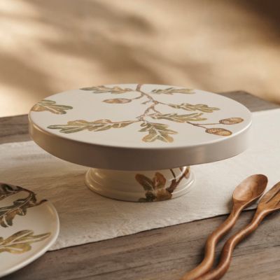 Oak + Acorn Ceramic Cake Stand