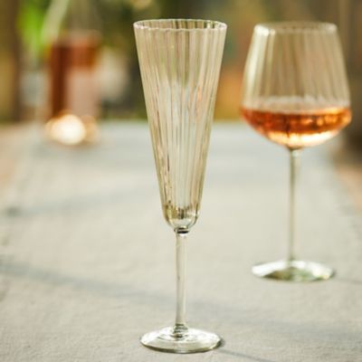 Optic Champagne Flute with Gold Rim