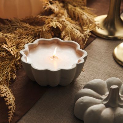 Rosy Rings Ceramic Gourd Candle, Warm Pumpkin
