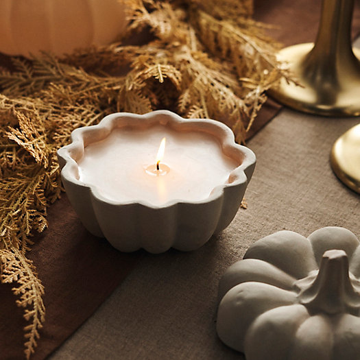 View larger image of Rosy Rings Ceramic Gourd Candle, Warm Pumpkin