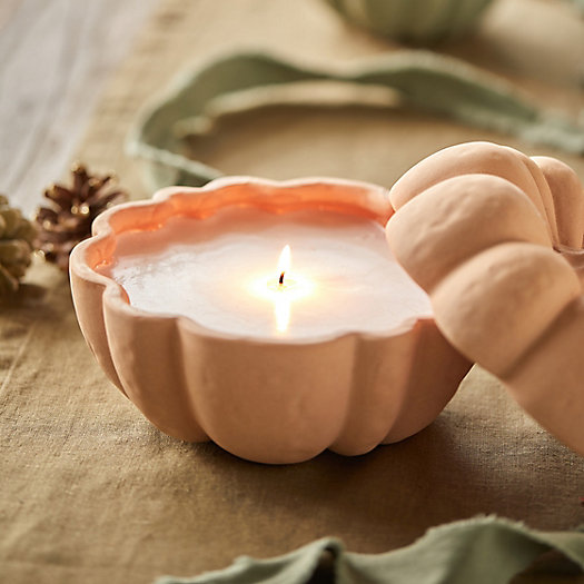 View larger image of Rosy Rings Ceramic Gourd Candle, Warm Pumpkin
