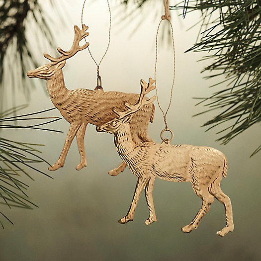 View larger image of Gilded Deer Ornaments, Set of 2