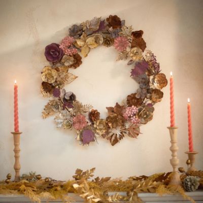 Gilded Pastels Floral Iron Wreath