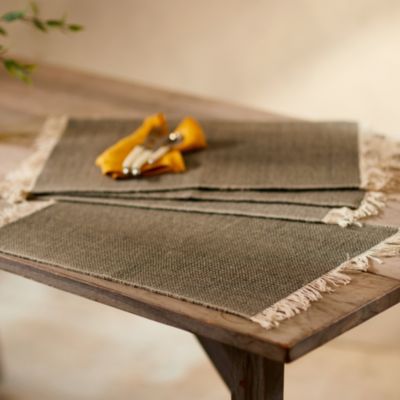 Fringe Cotton Linen Placemat, Set of 4